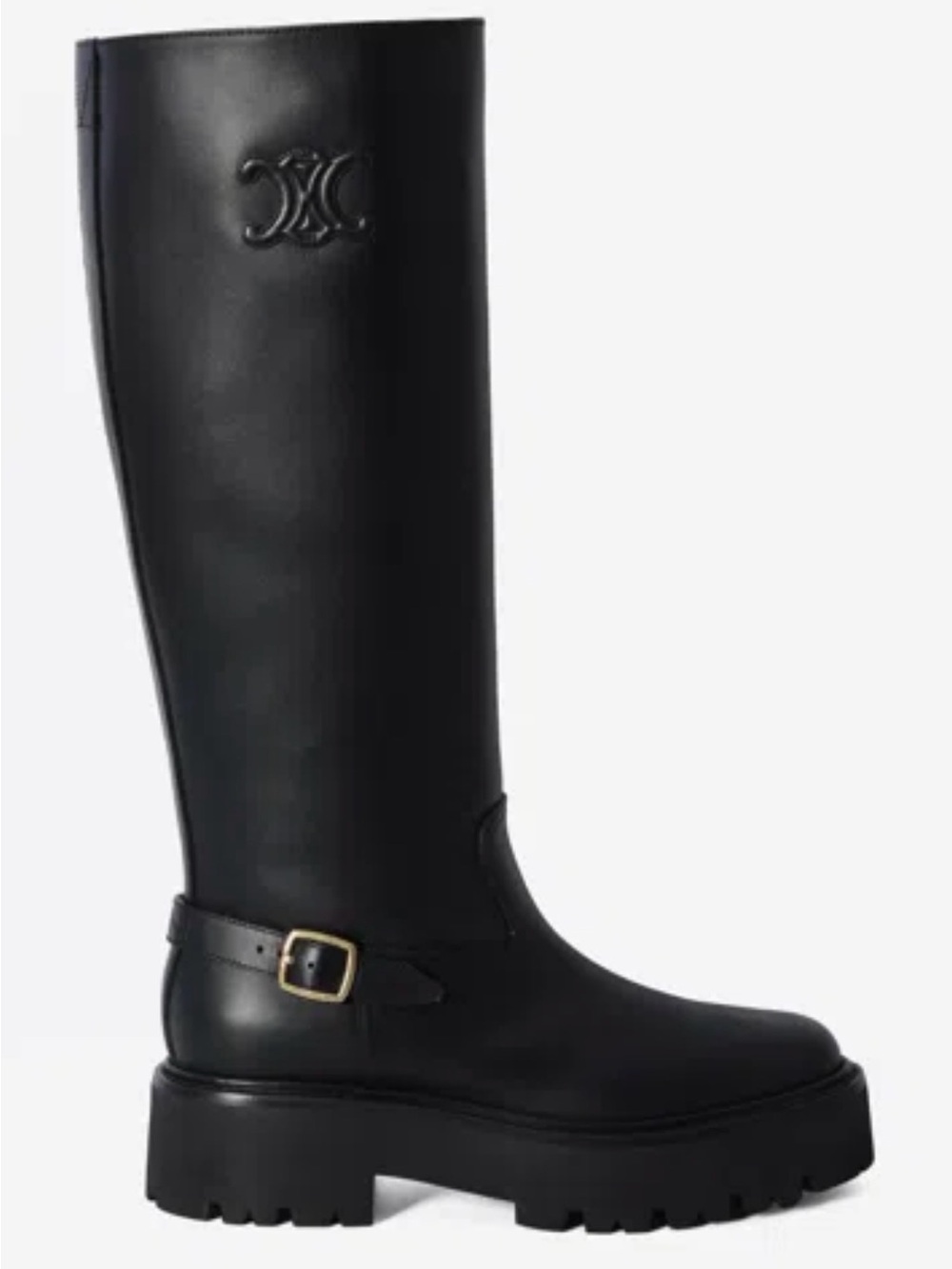 CELINE Black Leather Over-the-Knee Platform CHUNKY Boots